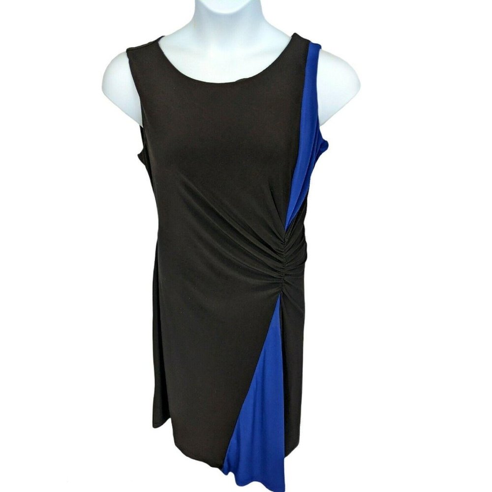 Travel by Tribal Sleeveless Black and Blue Stretch Dress Size L